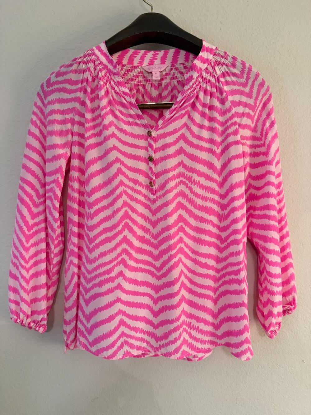 PRICE FIRM Lilly Pulitzer Elsa Pink White Striped Blouse XS